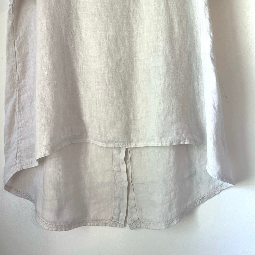 Terzo Millennio Linen Hi-Low Top Womens Size L Faux Button Back Beach Travel - Picture 3 of 13